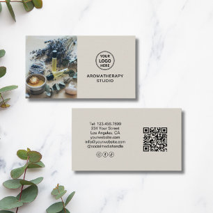 Cartão De Visita Logotipo Personalizado QR AromaTherapia Spa Profes