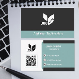 Cartão De Visita Logotipo personalizado QR moderno