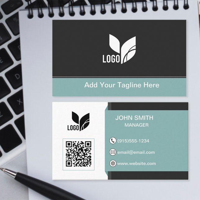 Cartão De Visita Logotipo personalizado QR moderno (Modern QR Code Business Card)