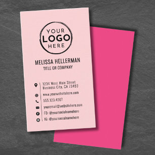 Cartão De Visita Logotipo Personalizado Rosa Mínimo Moderno Vertica