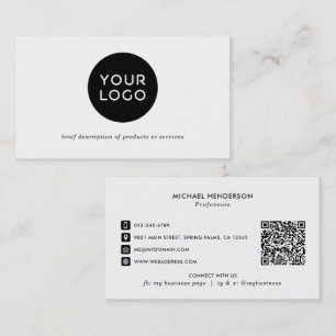 Cartão De Visita Logotipo Personalizado Simples Moderno Preto e Bra
