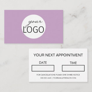Cartão De Visita Logotipo Personalizado Simples Nomes Lilac do Salã
