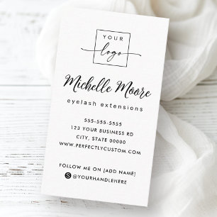 Cartão De Visita Logotipo personalizado vertical de script elegante