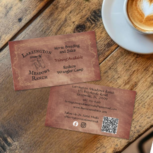 Cartão De Visita Logotipo Personalizável de Rancho de Cavalos Weste