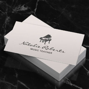 Cartão De Visita Logotipo Piano Elegante para Professores de Música