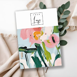 Cartão De Visita Logotipo Pintado Colorido do Colar Floral