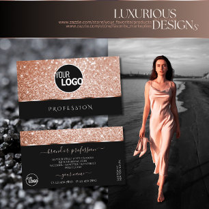 Cartão De Visita Logotipo preto das estrelas da brilha do Rosa de l