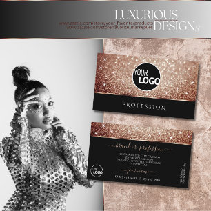Cartão De Visita Logotipo preto das estrelas de brilho Dourado Luxu