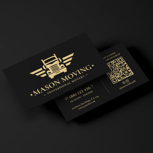 Cartão De Visita Logotipo Preto de Caminhão de Mudanças Logística d