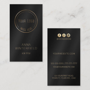 Cartão De Visita Logotipo preto Dourado elegante nas mídias sociais