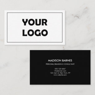 Cartão De Visita Logotipo Preto e Branco Moderno Profissão Minimali