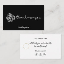 Logotipo Preto Floral Botânico Mínimo Obrigado