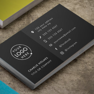 Cartão De Visita Logotipo preto   Ícones modernos das mídias soci