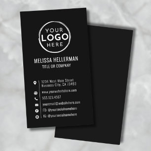 Cartão De Visita Logotipo Preto Personalizado Mínimo Moderno Vertic