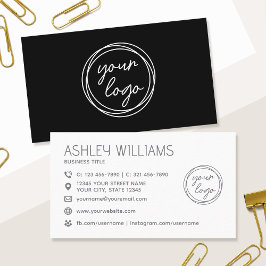 Cartão De Visita Logotipo Preto Profissional Cor Personalizada Mode