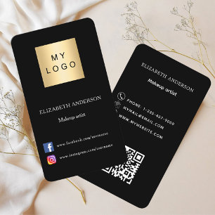 Cartão De Visita Logotipo preto Qr código de mídia social