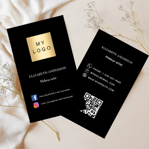 Cartão De Visita Logotipo preto Qr código de mídia social