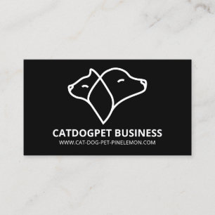 Cartão De Visita Logotipo Preto Qr Logotipo Cão Pato Gato