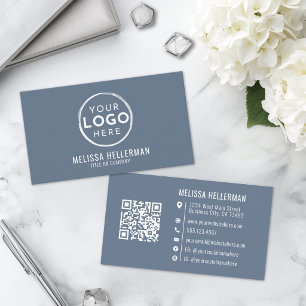Cartão De Visita Logotipo Profissional Azul Minimalista Moderno