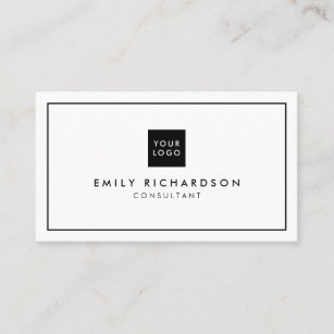 Cartão De Visita Logotipo profissional branco preto minimalista