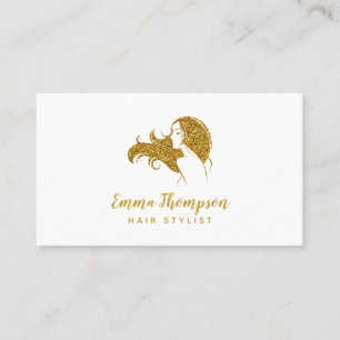 Cartão De Visita Logotipo profissional da lista de cabelo branco e
