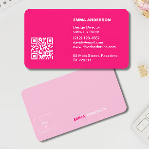 Cartão De Visita Logotipo profissional de código Qr do Girard PINK