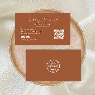 Cartão De Visita Logotipo profissional de código Qr minimalista Ter