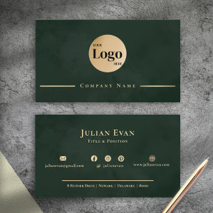 Cartão De Visita Logotipo profissional de empresa em ouro e verde e