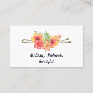 Cartão De Visita Logotipo profissional de lista de cabelo Elegante