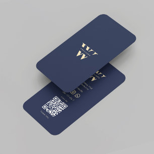 Cartão De Visita Logotipo profissional do Monograma Moderno W Azul