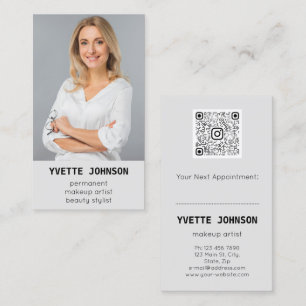 Cartão De Visita Logotipo profissional do Qr Code Photo Cosmetologi