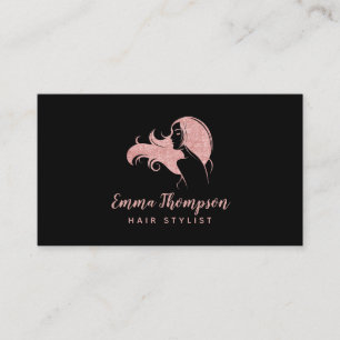 Cartão De Visita Logotipo profissional Lista de Cabelos Beleza Rosa