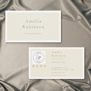 Cartão De Visita Logotipo Profissional Marfim Elegante Minimalista