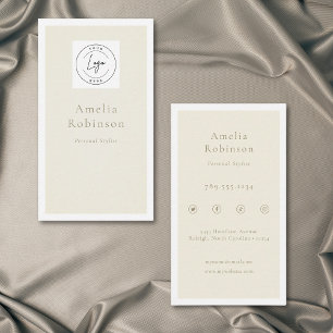 Cartão De Visita Logotipo Profissional Marfim Minimalista Elegante 