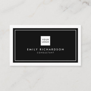 Cartão De Visita Logotipo profissional minimalista branco Elegante