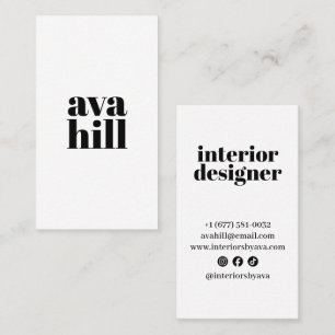 Cartão De Visita Logotipo Profissional Minimalista Moderno Branco e