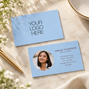 Cartão De Visita Logotipo Profissional Personalizado Foto Azul Borg
