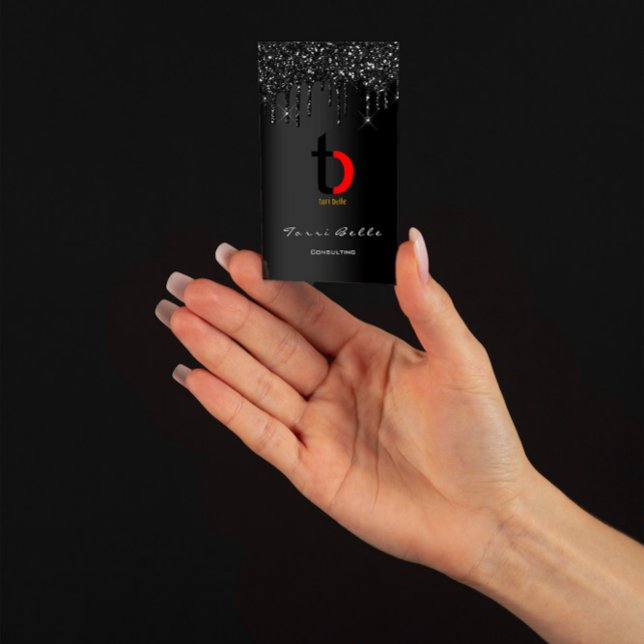 Cartão De Visita Logotipo profissional, preto, glitter Eyelash Gina (Criador carregado)