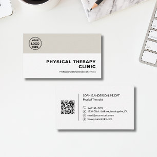 Cartão De Visita Logotipo Profissional QR para Clínica de Fisiotera