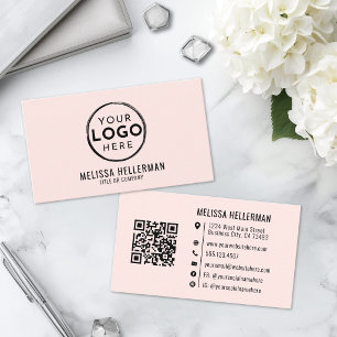Cartão De Visita Logotipo Profissional Rosa Minimalista Moderno