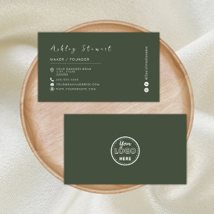 Cartão De Visita Logotipo profissional verde da floresta minimalist