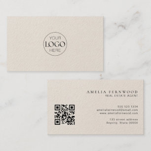 Cartão De Visita Logotipo QR Code de Imóveis de Luxo em Couro