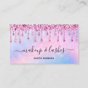 Cartão De Visita Logotipo QR Código Lash Makeup Cabelo rosa Coleto
