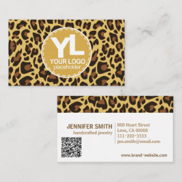 Cartão De Visita Logotipo QR Código Modelo Leopard Impressão Rockab