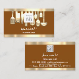 Cartão De Visita Logotipo QR Comida Restaurante do Cozinhar de Chef
