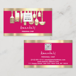 Cartão De Visita Logotipo QR Cozinhar Chef Pessoal Restaurante Comi