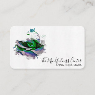Cartão De Visita *~* Logotipo QR Rosa Flor de Teto Azul