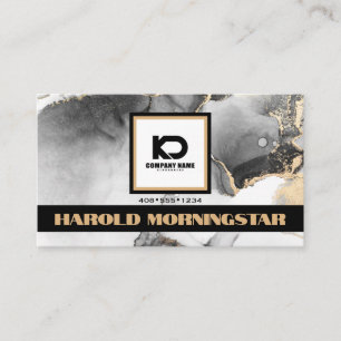 Cartão De Visita Logotipo Quadrado Preto e Dourado BOLD e Código QR