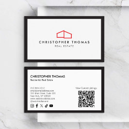 Cartão De Visita Logotipo residencial moderno Código QR vermelho/br