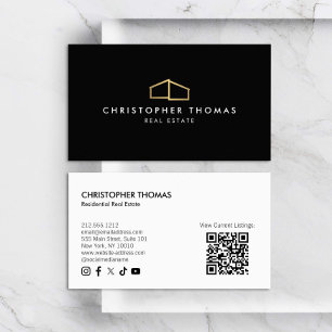 Cartão De Visita Logotipo residencial moderno Imobilizado Preto/Dou